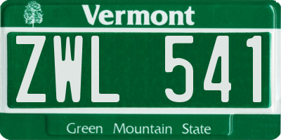 VT license plate ZWL541