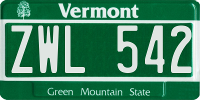 VT license plate ZWL542