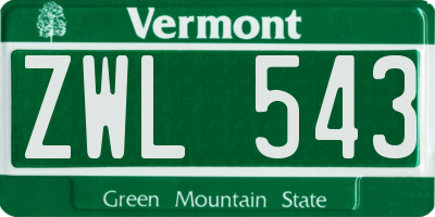 VT license plate ZWL543