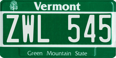 VT license plate ZWL545