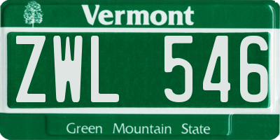 VT license plate ZWL546