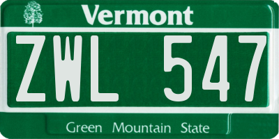 VT license plate ZWL547
