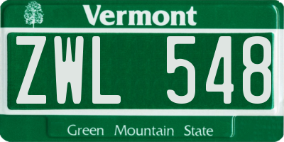VT license plate ZWL548