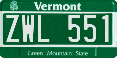 VT license plate ZWL551
