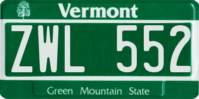 VT license plate ZWL552