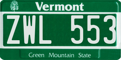 VT license plate ZWL553