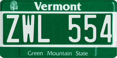 VT license plate ZWL554