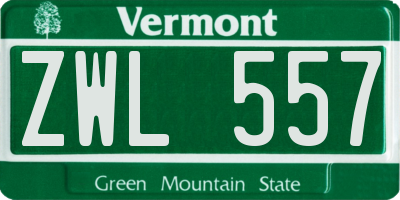 VT license plate ZWL557