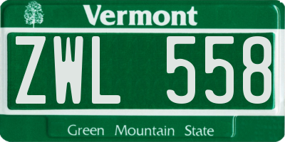 VT license plate ZWL558