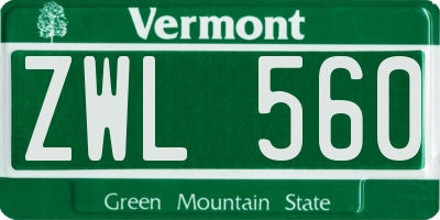 VT license plate ZWL560