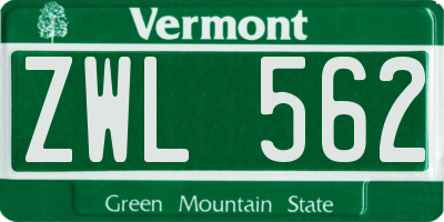 VT license plate ZWL562