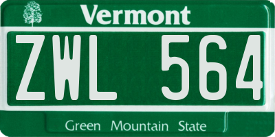 VT license plate ZWL564