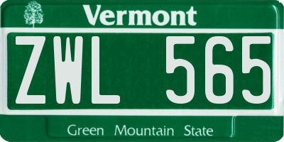 VT license plate ZWL565