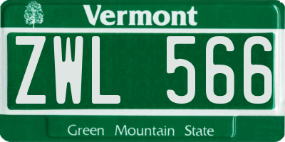VT license plate ZWL566