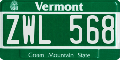 VT license plate ZWL568
