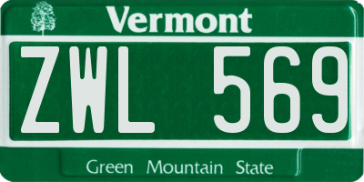 VT license plate ZWL569