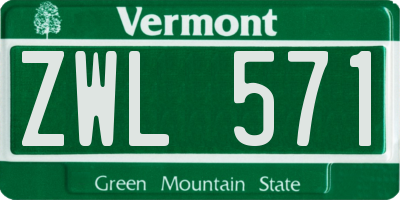 VT license plate ZWL571
