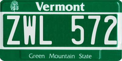 VT license plate ZWL572