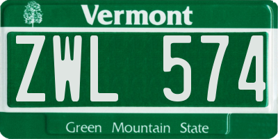 VT license plate ZWL574