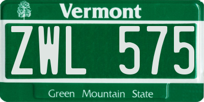 VT license plate ZWL575