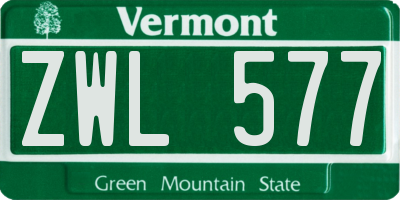 VT license plate ZWL577