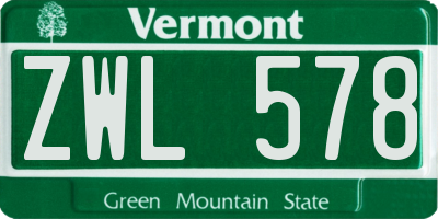 VT license plate ZWL578