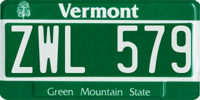 VT license plate ZWL579