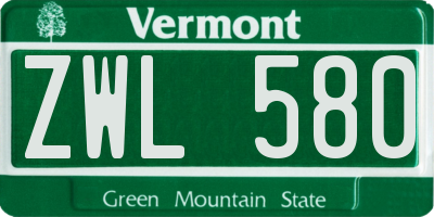 VT license plate ZWL580
