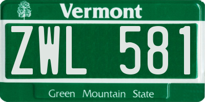 VT license plate ZWL581
