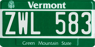 VT license plate ZWL583