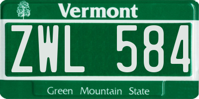 VT license plate ZWL584