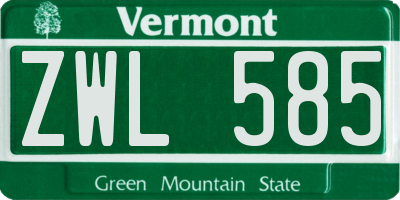 VT license plate ZWL585