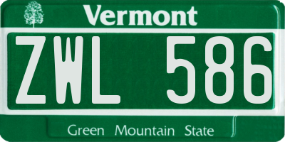 VT license plate ZWL586