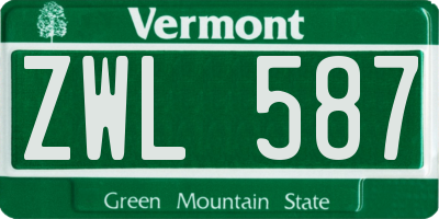 VT license plate ZWL587