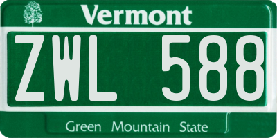VT license plate ZWL588