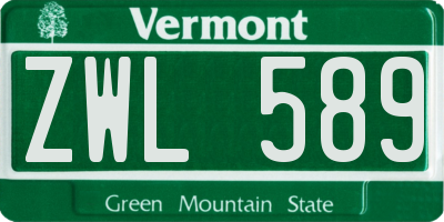 VT license plate ZWL589