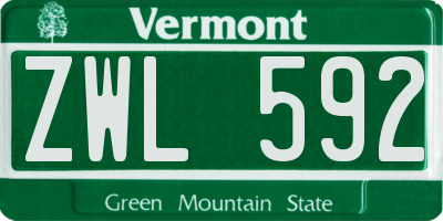 VT license plate ZWL592