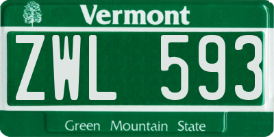 VT license plate ZWL593