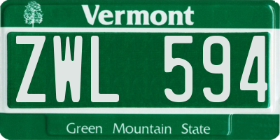 VT license plate ZWL594