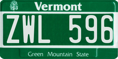 VT license plate ZWL596
