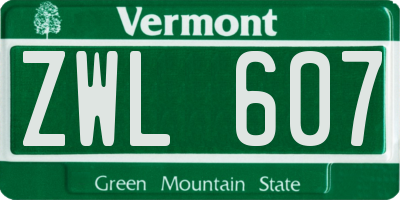 VT license plate ZWL607