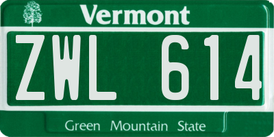 VT license plate ZWL614