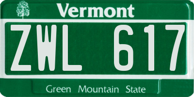 VT license plate ZWL617