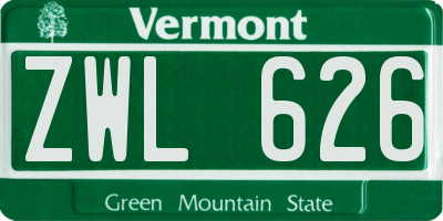 VT license plate ZWL626