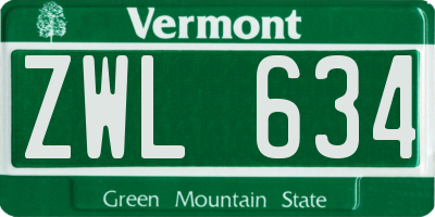 VT license plate ZWL634