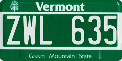 VT license plate ZWL635