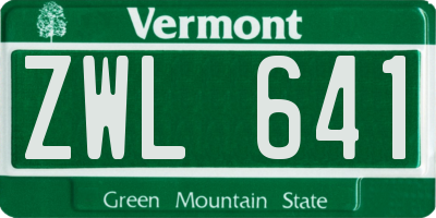 VT license plate ZWL641