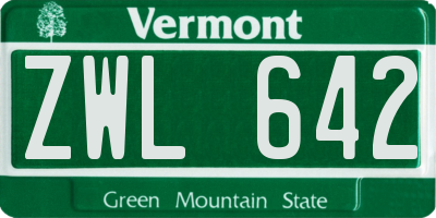 VT license plate ZWL642