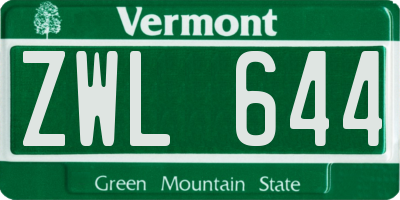 VT license plate ZWL644