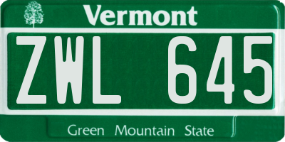 VT license plate ZWL645